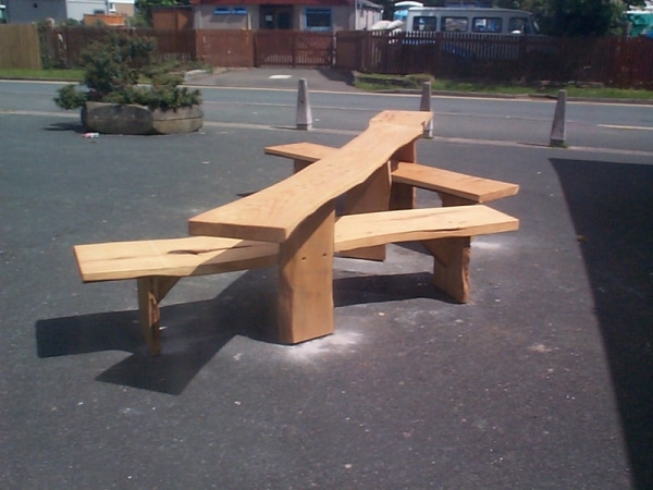 wooden picnic bench