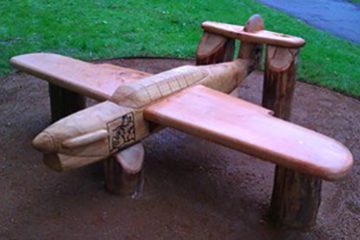 Wooden Aircraft bench Fairey Barracuda installed in a park