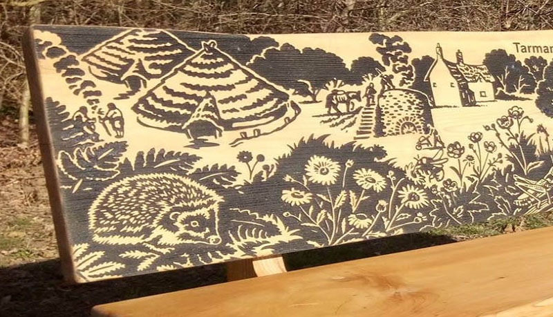 detailed artwork etched onto wood